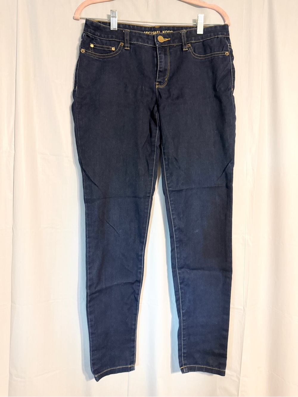 Michael Kors Navy Skinny Jeans with Gold Accents